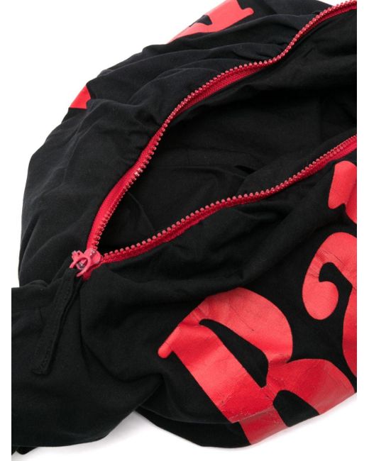 ERL Red Text-print Cotton Shoulder Bag