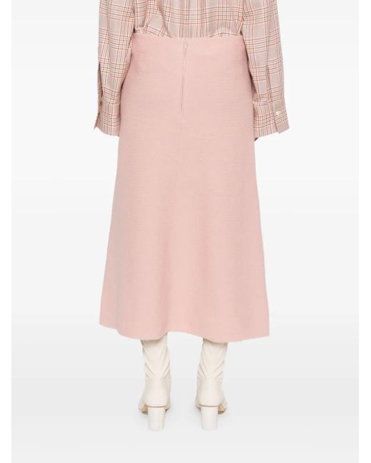 Jil Sander Pink Wool A-Line Skirt