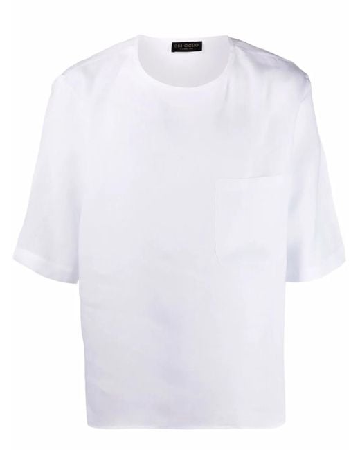 Dell'Oglio White Short-Sleeve Linen T-Shirt for men