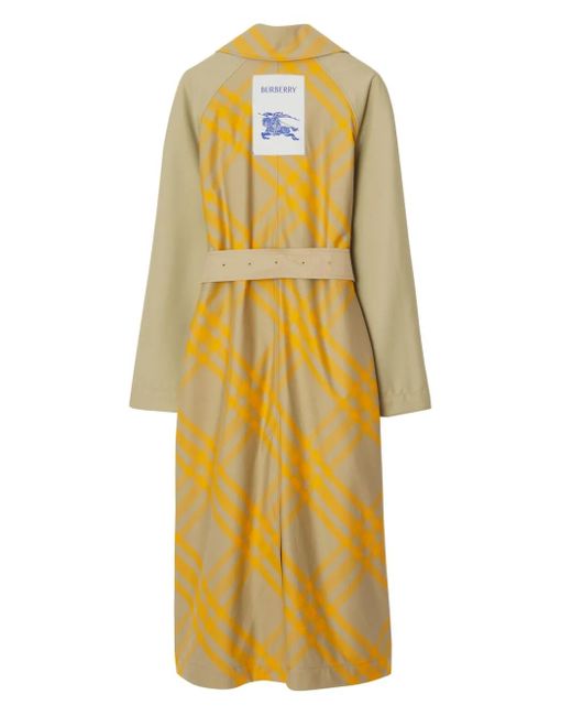 Burberry Yellow Ekd Checked Trench Coat