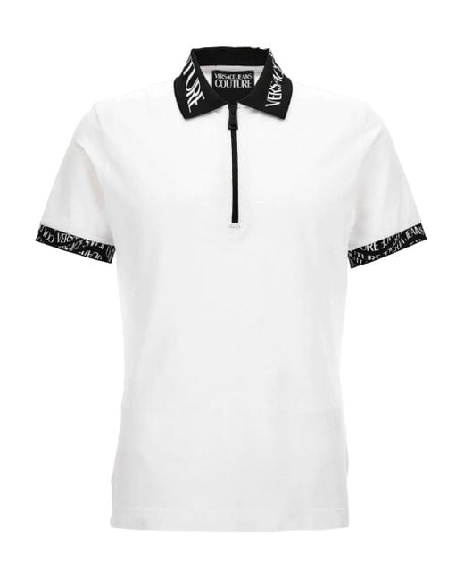 Versace Jeans Couture White Liquify-Logo Polo Shirt for men