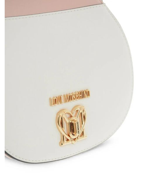 Moschino White Logo-Plaque Shoulder Bag