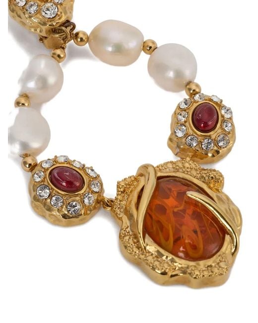 Roberto Cavalli Oorbellen Verfraaid Met Parels in het Metallic