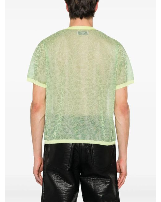 Martine Rose Green Floral Jacquard Logo T-Shirt for men