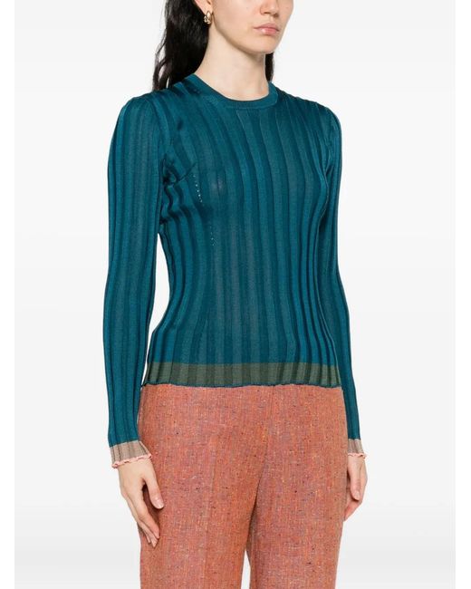 Etro Blue Textured Knit Pullover