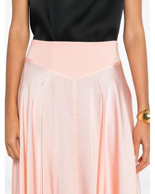 Forte_forte Pink Panelled Midi Skirt