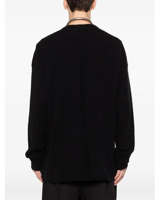 Rick Owens Black Crew-Neck Letter-Intarsia Sweater for men