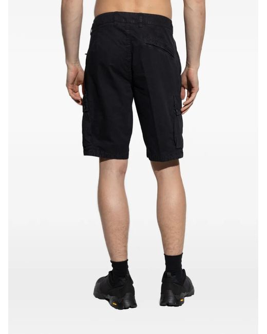 Stone Island Black Logo-Patch Cargo Shorts for men