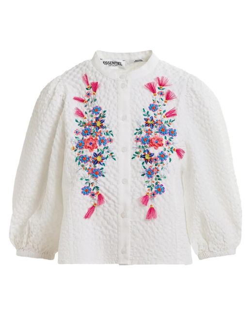 Essentiel Antwerp White Beaded Embroidered Shirt