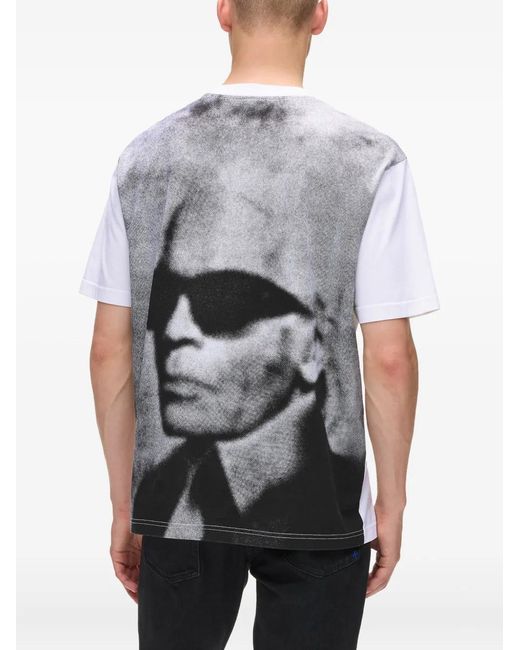 Karl Lagerfeld White Karl Lagerfeld Portrait T-Shirt for men