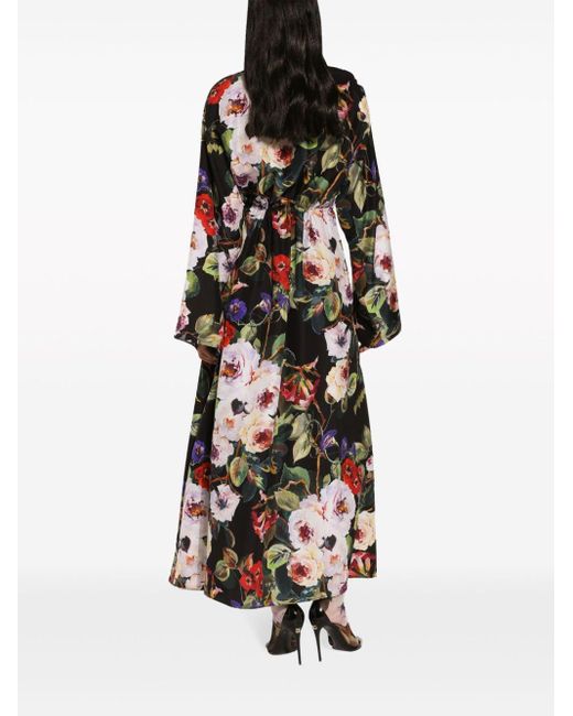 Dolce & Gabbana Black Hemdkleid mit Rosen-Print