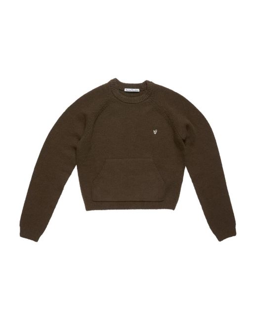 Acne Brown Pocket-Detail Raglan-Sleeve Sweater for men