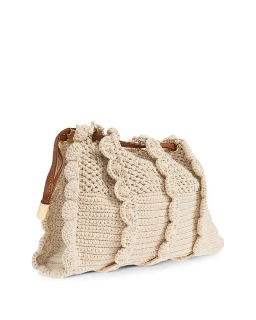 Ulla Johnson White Adria Small Ruffled Crochet Clutch Bag