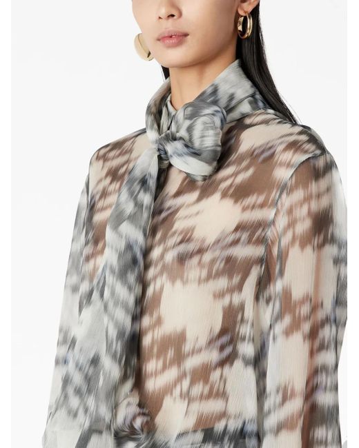 Giorgio Armani Gray Abstract-Print Silk Shirt