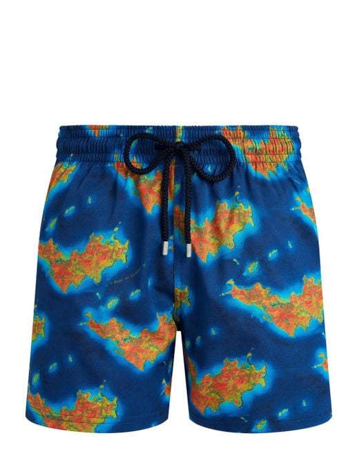 Short De Bain Vilebrequin Homme - Modèle Amarre Bleu, élastique, Poche Velcro, Longueur 37cm