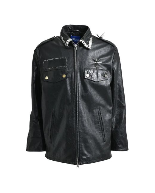 Marking Distance Black Zip Leather Jacket for men
