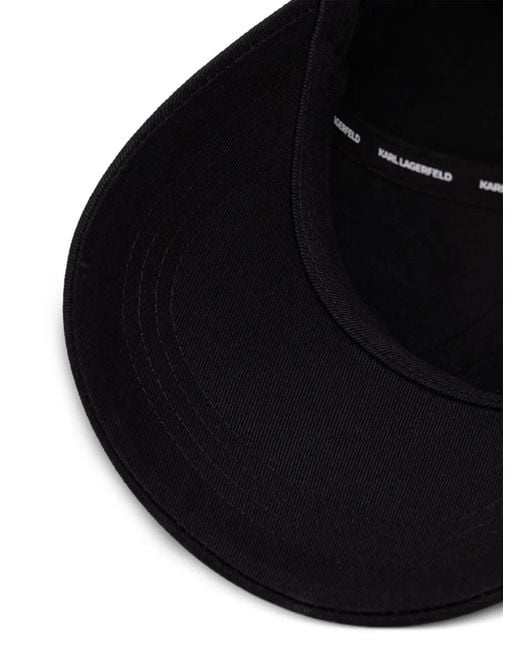 Karl Lagerfeld Black Pin-Embellished Baseball Cap