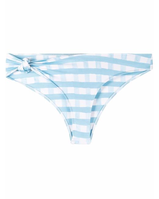 Jacquemus Synthetic Gingham Side-knot Bikini Bottoms in Blue - Lyst