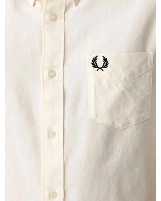 Fred Perry White Oxford Short-Sleeve Shirt for men