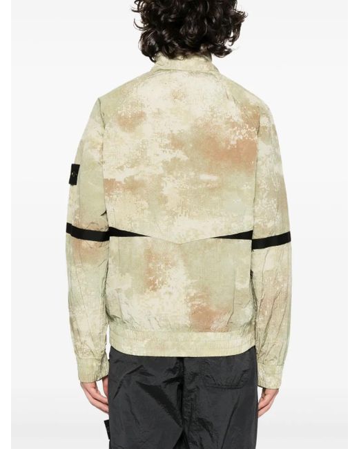 Stone Island Natural Compass-Badge Abstract-Print Jacket for men