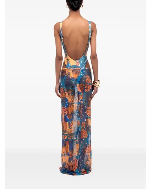 Donde Esteban Blue El Beso Scoop-Neck Swimsuit