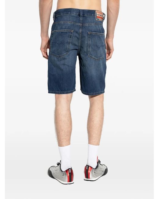 DIESEL Blue Button-Fastening Denim Shorts for men