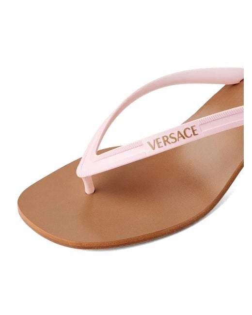 Versace Pink Sophie Rubber Thong Sandals 40 Mm