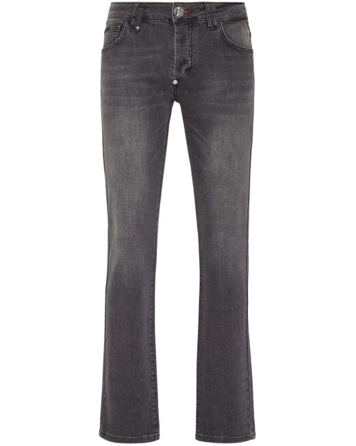 Philipp Plein Gray Supreme Iconic Low-rise Straight-leg Jeans for men