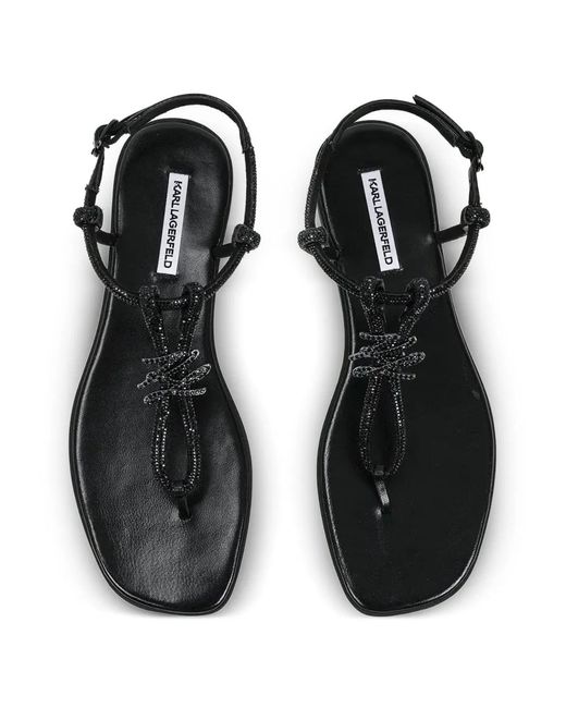 Karl Lagerfeld Black Olympia Crystal-Embellished Logo-Plaque Sandals