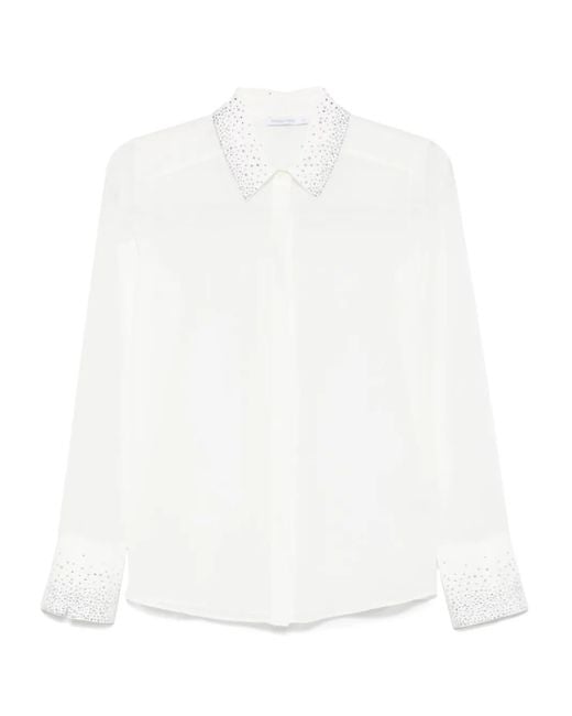 Patrizia Pepe White Georgette-Hemd mit Kristallen