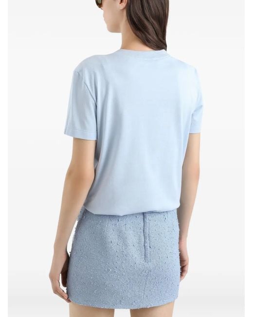 Dolce & Gabbana Blue Logo-Embroidered T-Shirt