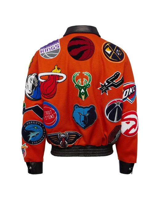 Jeff Hamilton Red Nba Collage Bomber Jacket for men