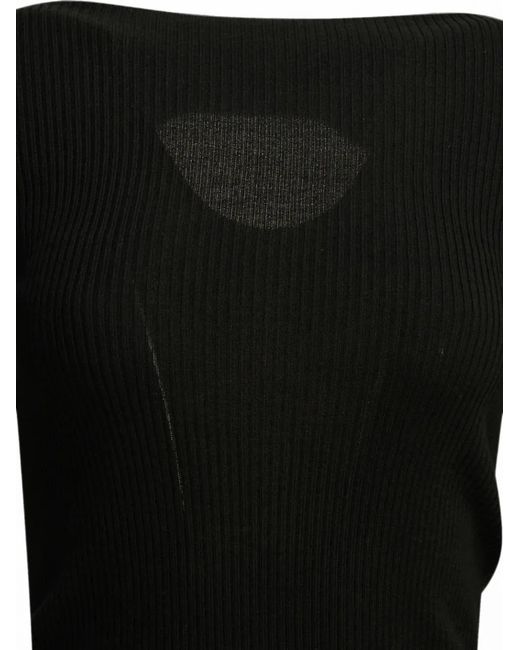 Rick Owens Black Ribbed-Knit Sweater