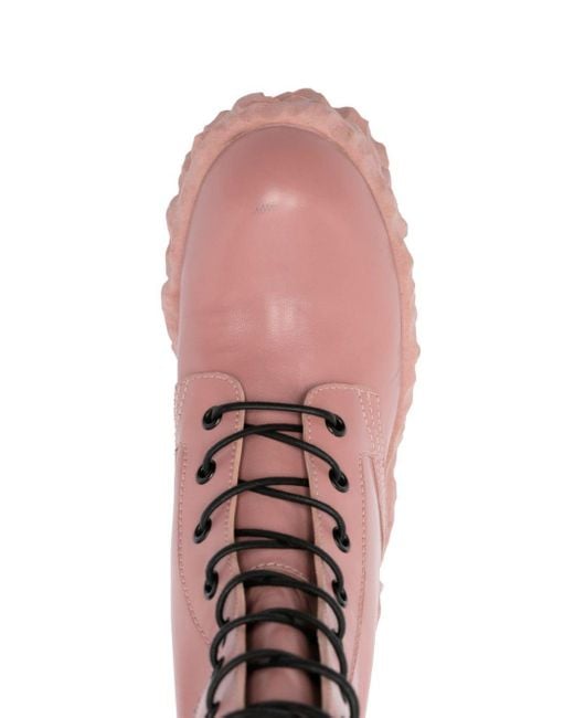 Premiata Pink 100mm Sculpted-sole Leather Boots