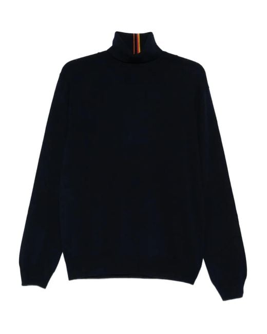 Paul Smith Blue Stripe-Detail Turtleneck Sweater for men