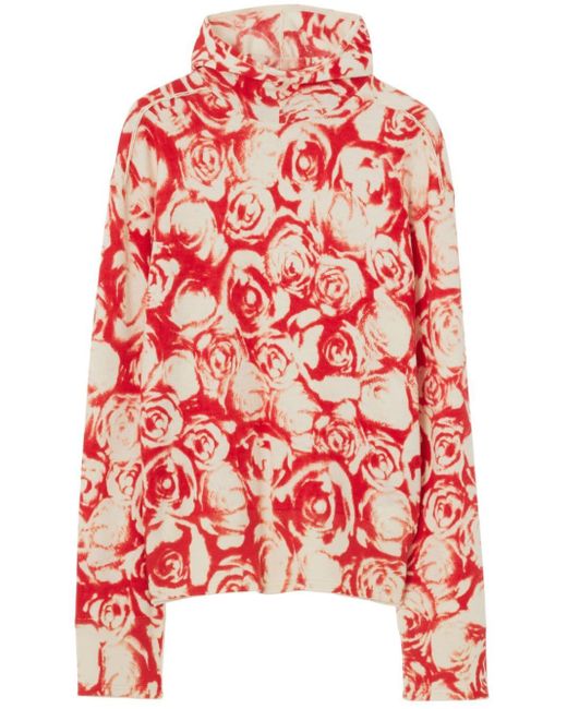 Sudadera con capucha y motivo de rosas Burberry de color Red