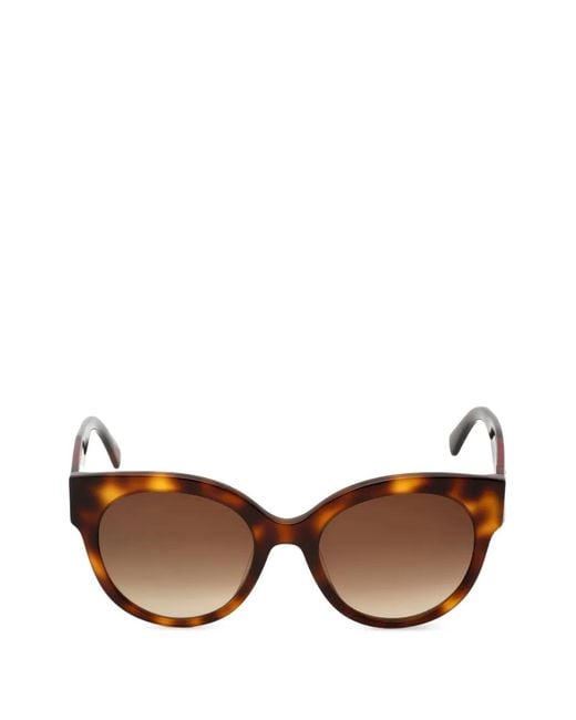 Longchamp Brown Tortoiseshell-Effect Round-Frame Sunglasses