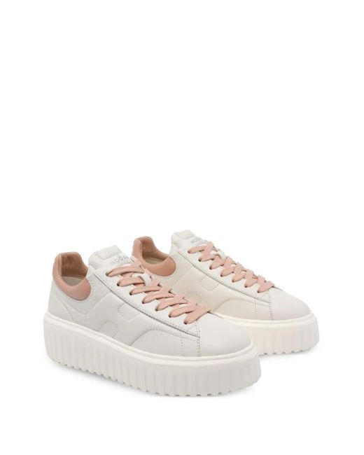 Hogan White Platform H-Stripe Sneakers