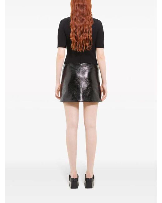 Courreges Black Ac Ribbed-Knit Polo Shirt