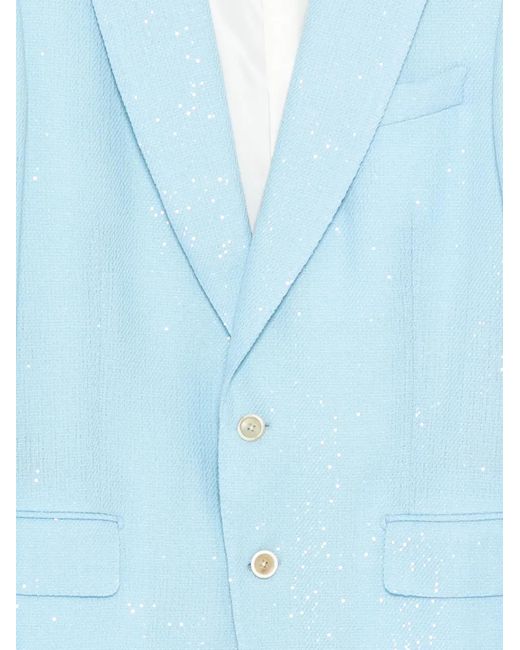 Tom Ford Blue Sequinned Bouclé Blazer for men