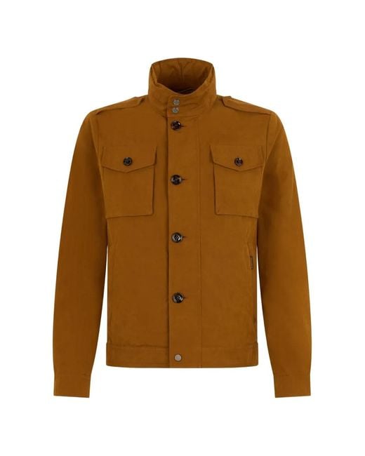 Moorer Brown Buttoned Chest-Pocket Jacket for men