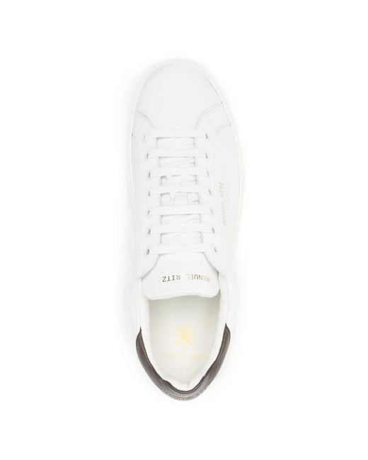 Manuel Ritz White Leather Panel Sneakers for men