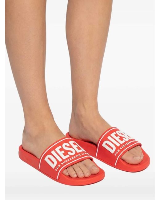 DIESEL Pink Sa-Mayemi Cc Logo-Embossed Slides for men
