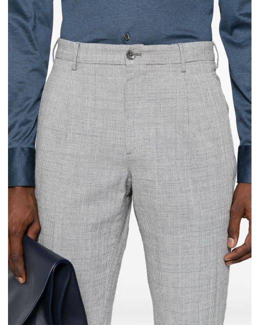 Incotex Gray Houndstooth Tapered Trousers for men