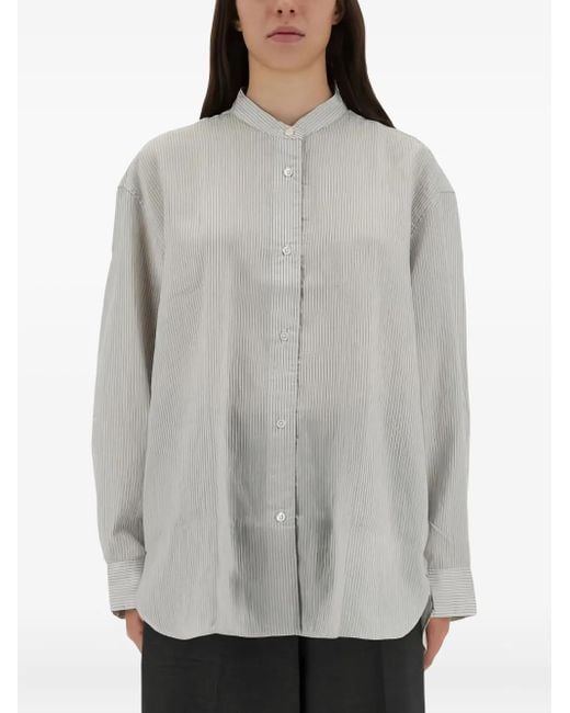 Studio Nicholson Gray Stripe Collarless Top