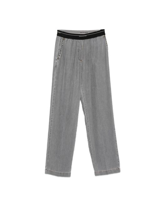 Semicouture Gray Pantalon À Taille À Logo