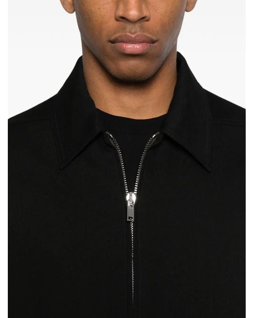 Rick Owens Black Long-Sleeve Pointed-Collar Bomber Jacket for men