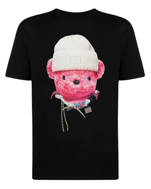 Acne Black T-Shirt mit Teddy-Gesicht