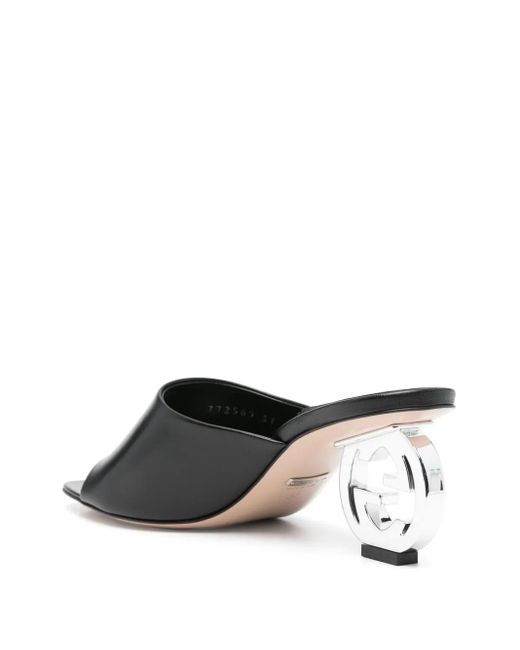 Gucci Black Interlocking G Leather Sandal