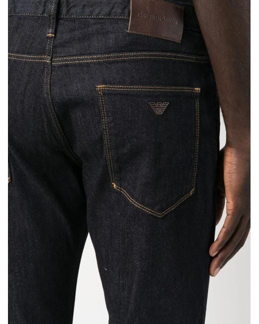 Emporio Armani Blue Mid-Rise Slim-Fit Jeans for men